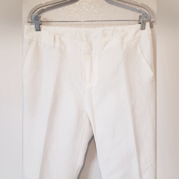 Linen Cynthia Rowley White Boot Cut Trousers Pants Size 6 in Bone - Picture 2 of 8